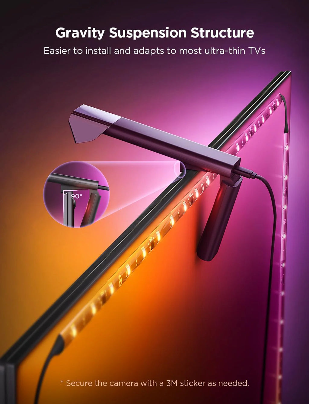 RGBIC TV Backlight Strip With AR Color Gamut Sensor App Control can Capture Part of The Color on The Screen 16.4FT/65-85 TV