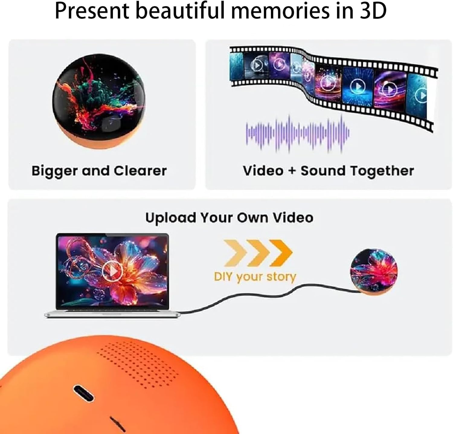 Birthday Gift Playable Video Crystal Ball MP4 Player Desktop Ornament Picture Custom Crystal Ball