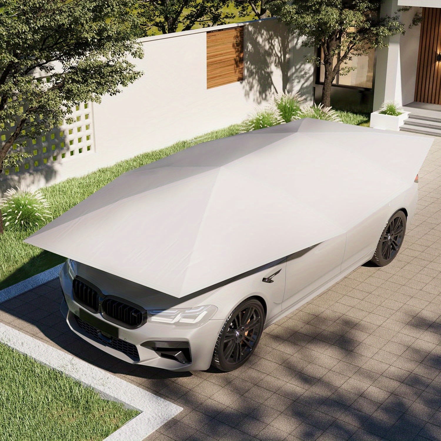 SLOMBOX Retractable Car Sunshade with Remote Control, Electric Foldable Awn for Outdoor Vehicle Protection, Deep Blue, Compatible with Most Cars, Car Sunshade, Vehicle Sun Protection, Modern Vehicle Accessory, Durable