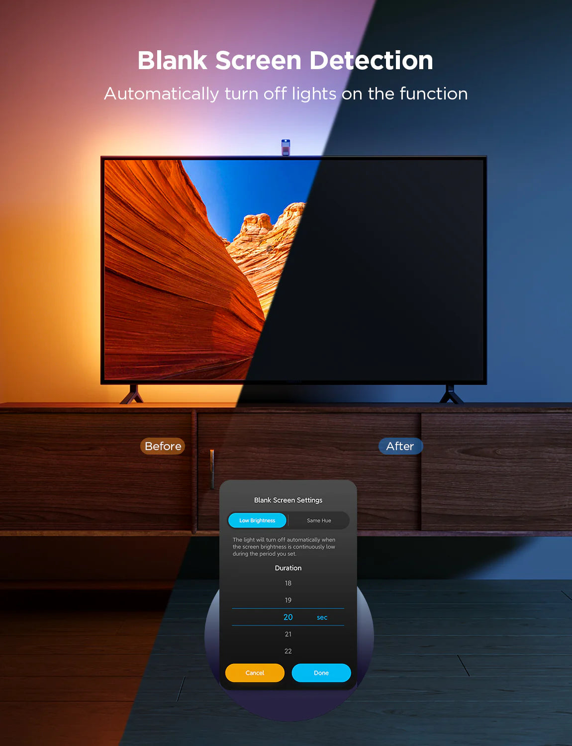 RGBIC TV Backlight Strip With AR Color Gamut Sensor App Control can Capture Part of The Color on The Screen 16.4FT/65-85 TV