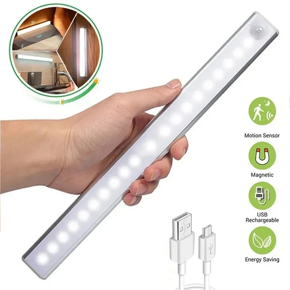 30CM Night Light USB Rechargeable Motion Sensor Led Light Wireless Led Lamp 3 Color for Kitchen Cabinet Bedroom Wardrobe