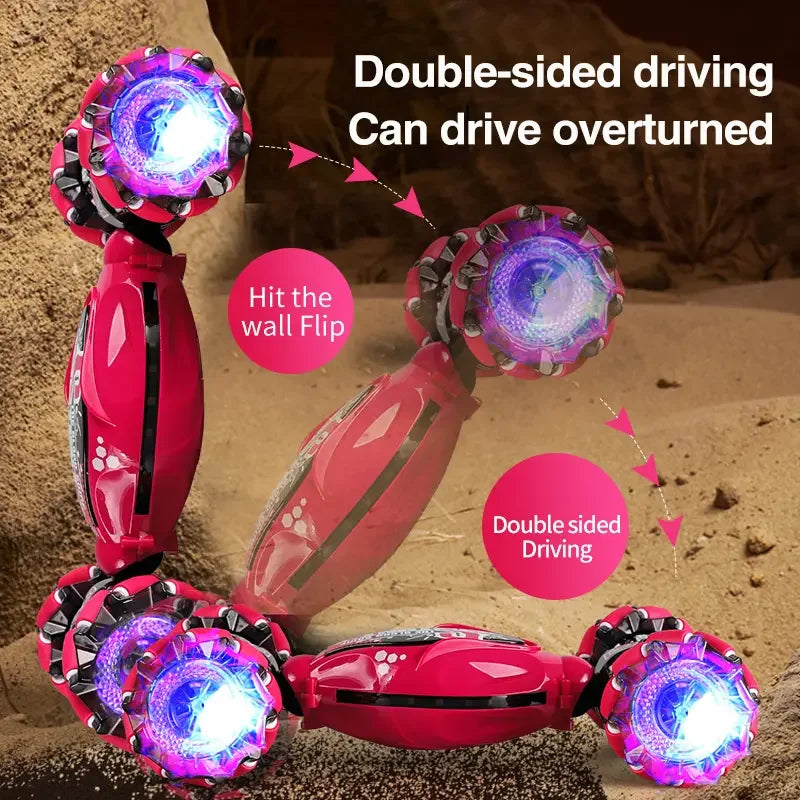 Stunt RC Car 4WD 1:16 With LED Light Gesture Induction Deformation Twist Climbing Radio Controlled Car Electronic Toys For Kids