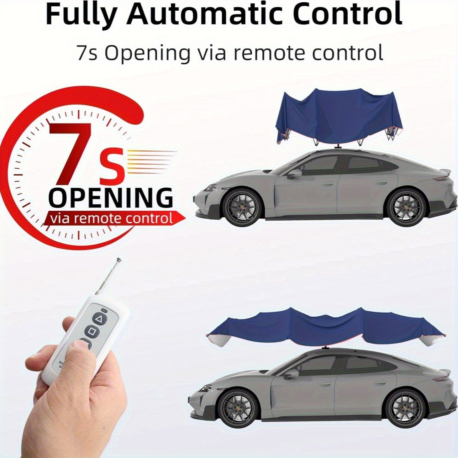 SLOMBOX Retractable Car Sunshade with Remote Control, Electric Foldable Awn for Outdoor Vehicle Protection, Deep Blue, Compatible with Most Cars, Car Sunshade, Vehicle Sun Protection, Modern Vehicle Accessory, Durable